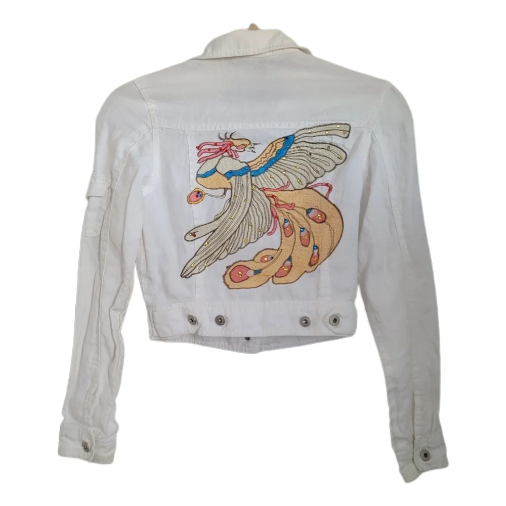 La Decker Jacket Juniors S Small White Linen Phoenix Long Sleeve Lightweight